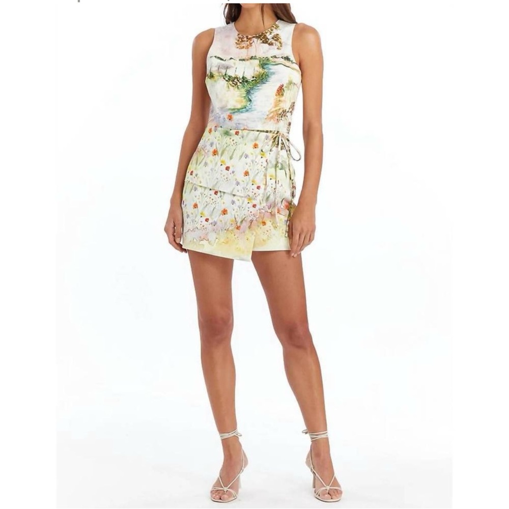 Amanda Uprichard Multicolor Sleeveless romper rally romper in storybook.